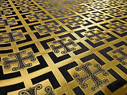 Шовкова церковна тканина Каппадокія чорна з золотом