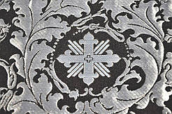 Шовкова церковна тканина Мамврійський дуб чорний з сріблом