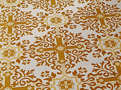 Шовкова церковна тканина Никомедия біла з золотом