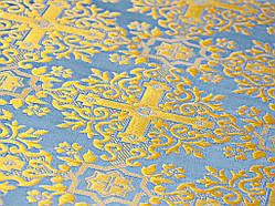 Шовкова церковна тканина Никомедия блакитна з золотом