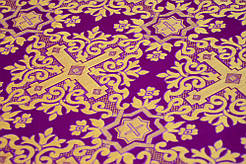 Шовкова церковна тканина Никомедия фіолетова з золотом