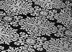 Шовкова церковна тканина Никомедия чорна зі сріблом