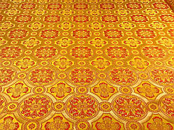 Шовкова церковна тканина Візантія жовта з червоним контуром