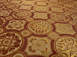 Шовкова церковна тканина Візантія охра з бордовим з золотом