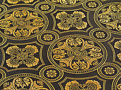 Шовкова церковна тканина Візантія чорна з золотом