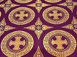 Шовкова церковна тканина Дамаск фіолетовий з золотом