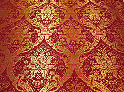 Шовкова церковна тканину Иерусалим бордовий з золотом