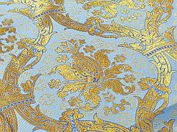 Шовкова церковна тканина Иерусалим блакитний з золотом