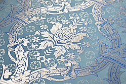 Шовкова  церковна тканина Иерусалим блакитний з сріблом