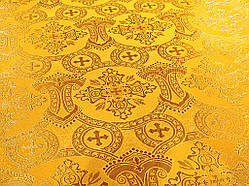 Шовкова церковна тканина Корона жовта з золотом