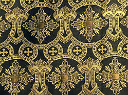 Шовкова церковна тканина  Корона чорна з золотом