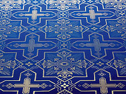 Шовкова церковна тканина  Кустодія велика синя з сріблом