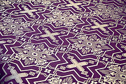 Шовкова церковна тканина Кустодія велика фіолетова з сріблом