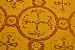 Шовкова церковна тканина Ніка жовтий з золотом