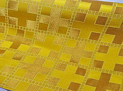 Шовкова церковна тканина Новгород жовтий з золотим