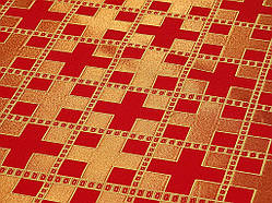 Шовкова церковна тканина Новгород червоний з золотом