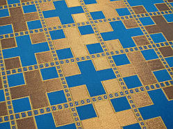 Шовкова церковна тканина Новгород синя з золотом