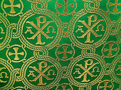 Шовкова церковна тканина Різдво Христове зелений з золотом