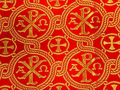 Шовкова церковна тканина Різдво Христове червоний з золотом