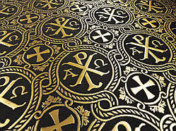 Шовкова церковна тканина Різдво Христове чорний з золотом