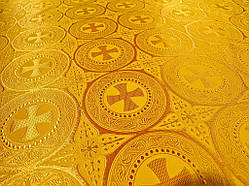 Шовкова церковна тканина Эфес жовта  з золотом