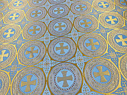 Шовкова церковна тканина Ефес блакитний з золотом