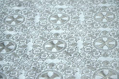 Шовкова церковна тканини Алания біла з сріблом