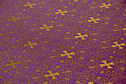 Шовкова церковна тканина Аланія фіолетова з золотом