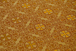 Шовкова церковна тканини Алания охра з золотом