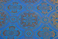 Шовкова церковна тканина Візантія синя з золотом