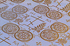 Шовкова церковна тканина Голгофа біла з золотом