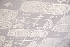 Шовкова церковна тканина Голгофа біла з сріблом