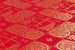 Шовкова церковна тканина Голгофа червона з золотом