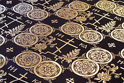 Шовкова церковна тканина Голгофа чорна з золотом