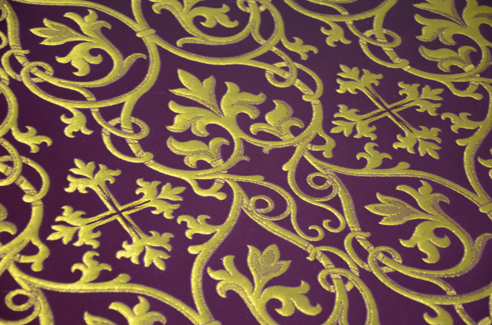 Шовкова церковна тканина Святогірська фіолетовий з золотом, фото 1