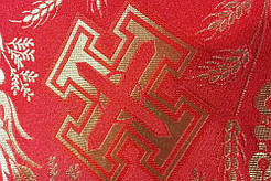 Шовкова церковна тканина Кана червона з золотом