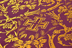 Шовкова церковна тканина Кана фіолетова з золотом