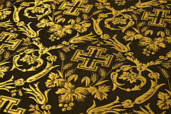 Шовкова церковна тканина Кана чорний з золотом