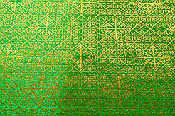 Шовкова церковна тканина Капернаум зелена з золотом