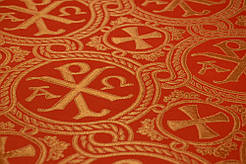 Шовкова церковна тканина РХ червона з золотом