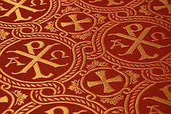 Шовкова церковна тканина РХ бордова з золотом