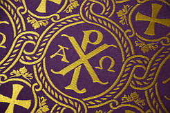 Шовкова церковна тканина РХ фіолетовий з золотом