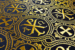 Шовкова церковна тканина РХ чорна з золотом