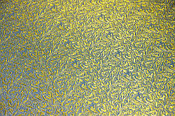 Шовкова церковна тканина Смирна синя з золотом