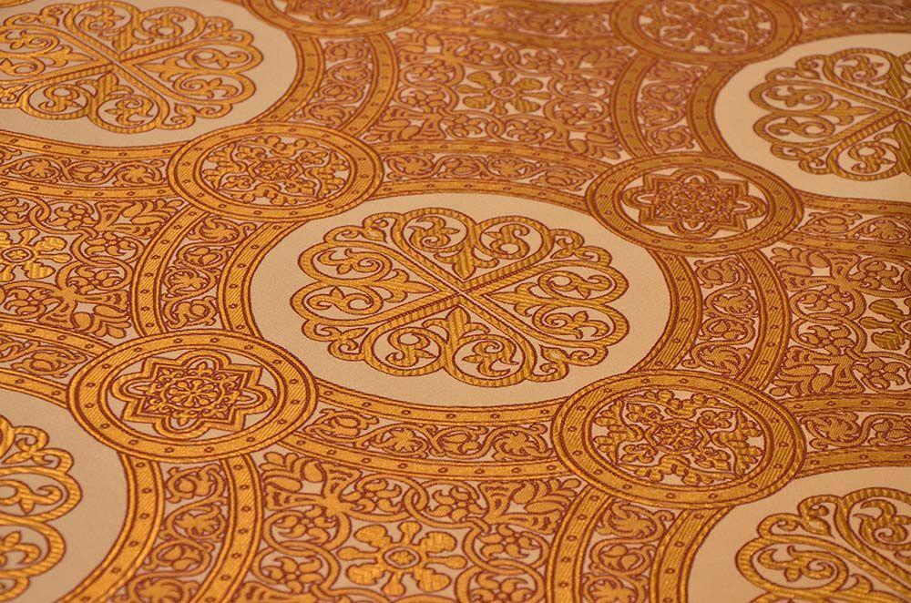 Шовкова церковна тканина Віфсаїда охра з золотом, фото 1