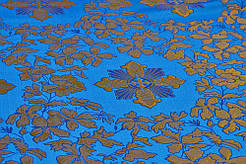 Шовкова церковна тканина Александрия синя з золотом