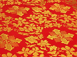 Шовкова церковна тканина Александрия червона з золотом