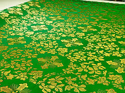 Шовкова церковна тканина Александрия зелена з золотом