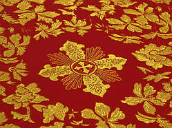 Шовкова церковна тканина Александрия бордова з золотом