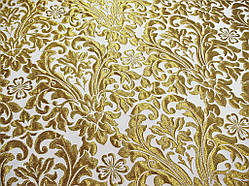 Шовкова церковна тканина  Купина біла з золотом